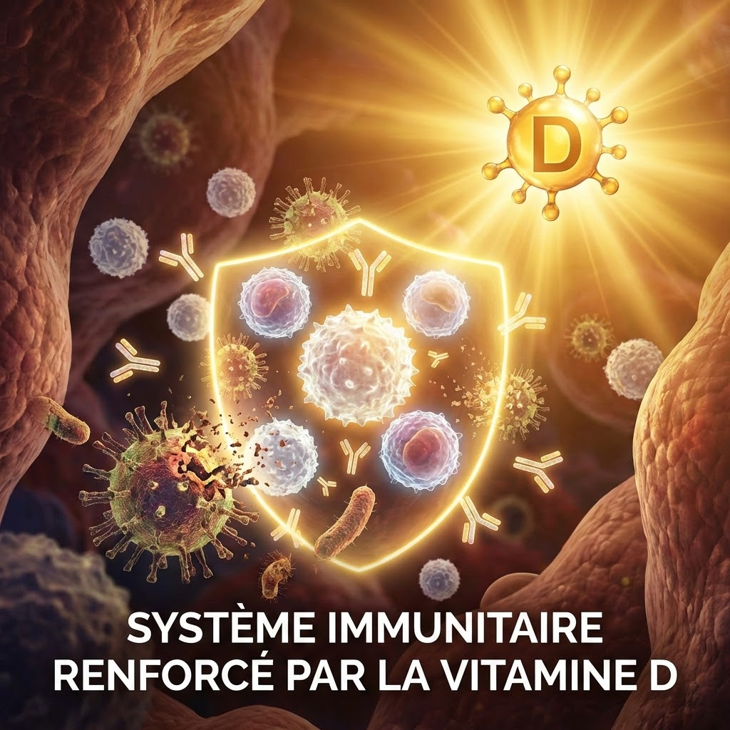 Représentation du système immunitaire renforcé par la vitamine D.